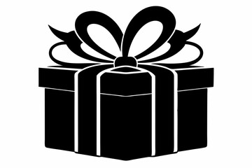 Christmas gift box with ribbon, Gift box icon Silhouette vector illustration