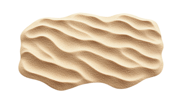 A textured, sandy surface featuring gentle waves and ridges, resembling a natural, sculpted formation.