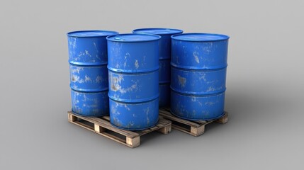 Blue Drum. Chemical Barrel Container for Bulk Oil Storage and Fuel Transport