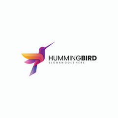 Vector Logo Illustration Humming Bird Gradient Colorful Style