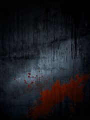 Halloween scary grunge dark blue background with blood spots