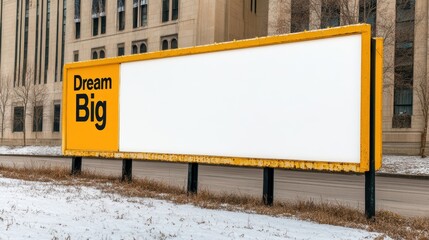 Dream Big Billboard: Winter Street Scene, Copy space for text 