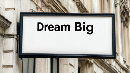 Naklejka premium Dream Big Billboard: Motivational Sign in City Setting 