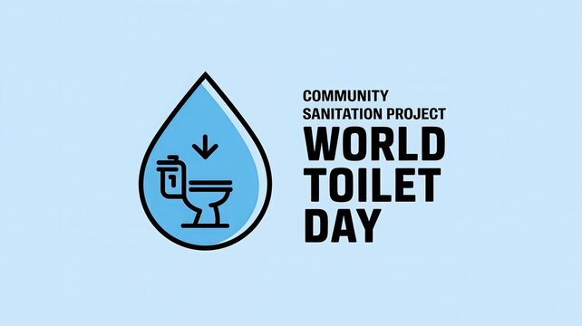 World Toilet Day logo, blue background, sanitation awareness.