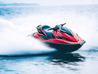 Fototapeta premium Red and black jet ski