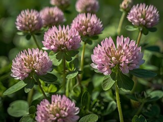 Fototapeta premium Close-up photo of clover flowers taken in the garden next to the house