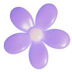 3d icon, 3d illustration, cute flower, glittertexture material, mediumpurple color,  transparent background, y2k, playful and fun-loving design