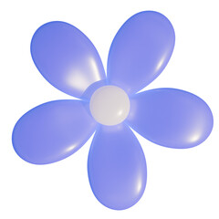 3d icon, 3d illustration, cute flower, glittertexture material, periwinkle purple color,  transparent background, y2k, playful and fun-loving design
