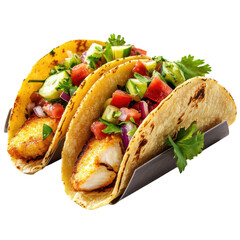 Crispy Fish Tacos with Fresh Toppings, Delightful seafood dish featuring crunchy fish and vibrant garnishes, perfect for a flavorful meal.