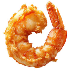 Crispy Golden Fried Shrimp on White Background, Deliciously Prepared Seafood, Perfect for Appetizers or Main Dishes, Tempting and Flavorful
