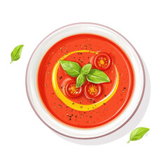 Chilled Tomato Gazpacho with Olive Oil Drizzle, vibrant flavors, refreshing summer dish, perfect for warm days, garnished with fresh herbs