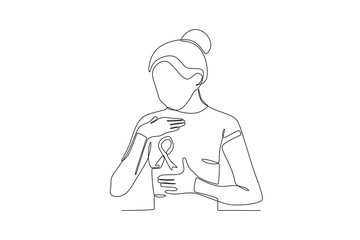 tempContinuous one line drawing of Woman with cancer, national cancer day concept - new design 6000 x 4000 px