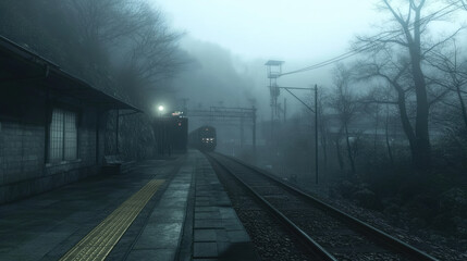 Neon, station platform, otherworldly, girl, dark world, midnight station platform, Halloween.