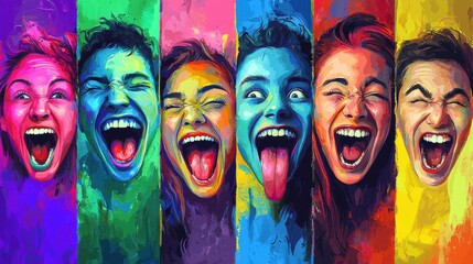 Obraz premium Colorful expressions of various emotions with abstract backgrounds