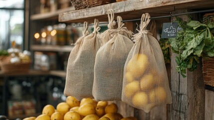 Organic Cotton Mesh Produce Bags for Zero Waste Shopping