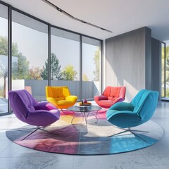 Fototapeta premium Minimalist interior design of modern living room 