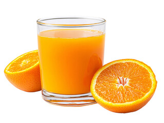 Freshly squeezed orange juice served in a glass with halved oranges on a black background perfect for refreshing drinks and healthy living