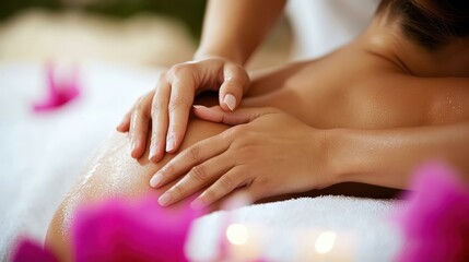 Naklejka premium Doctor in China offering Eastern massage therapy to reduce tension and promote healing.