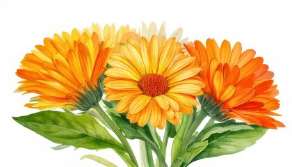 Soft Apricot and Creamy Yellow Calendula Blooms