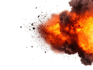 Dramatic explosion in black background capturing the power and impact of an explosion with fiery detail and energy