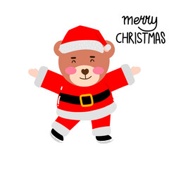 Kawaii happy variant santaclaus on christmas celebration design illustration. kawaii bear cartoon and shiba inu santa character. stock element