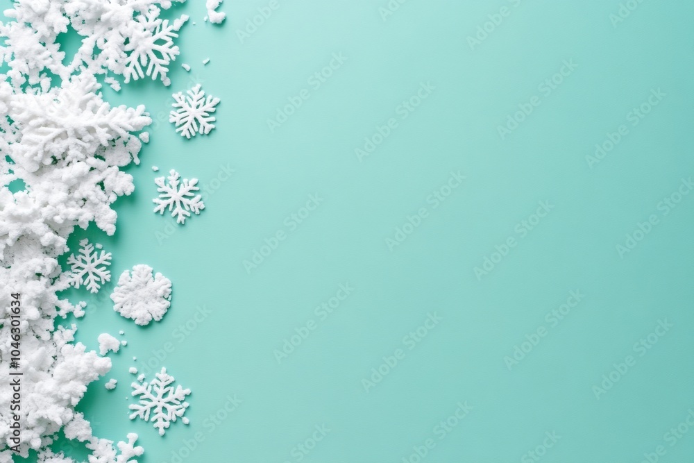 Poster abstract christmas snowflakes pattern on blue background with copy space