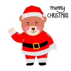 Kawaii happy variant santaclaus on christmas celebration design illustration. kawaii bear cartoon and shiba inu santa character. stock element