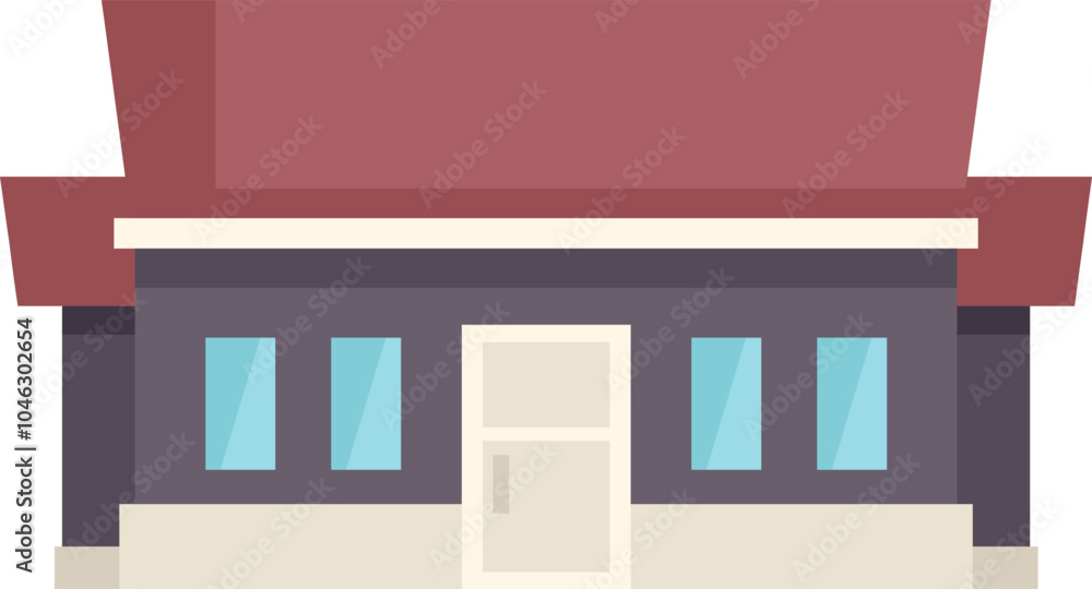Poster small modern building with red roof showing minimalist architecture, ideal for architectural project