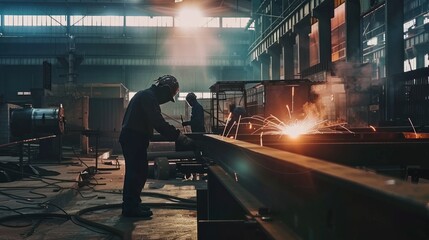 background of mechanical worker welding steel