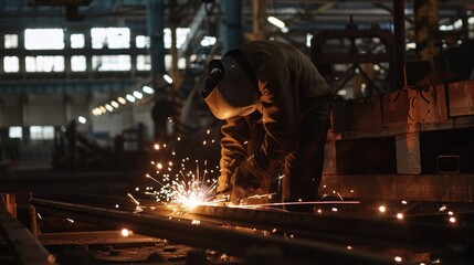 background of mechanical steel welding work in modern factory