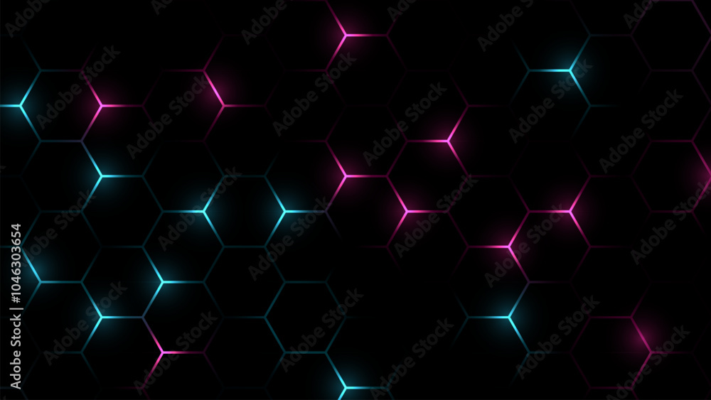 Poster hexagon grid tech pattern. hexagonal cyberspace green background. hexagonal gaming vector tech illus