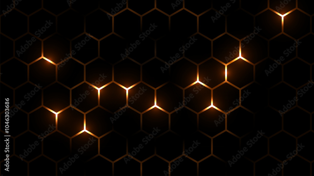 Poster hexagon grid tech pattern. hexagonal cyberspace green background. hexagonal gaming vector tech illus
