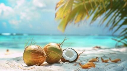 background of coconut drinks accompanied by cool beach views.