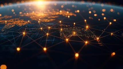 Global Business Network Visualization at Dusk