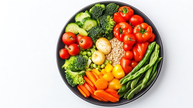 A colorful assortment of fresh vegetables arranged on a plate, promoting healthy eating.