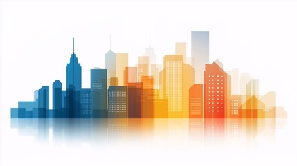 Obraz premium Colorful City Skyline with Geometric Design