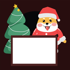 Kawaii happy variant santaclaus on christmas celebration design illustration. kawaii bear cartoon and shiba inu santa character. stock element