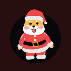 Kawaii happy variant santaclaus on christmas celebration design illustration. kawaii bear cartoon and shiba inu santa character. stock element