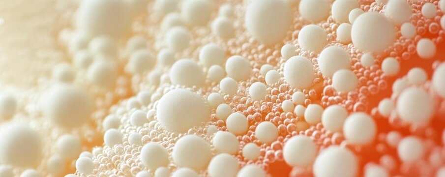 Microscopic view of starch granules swelling in hot water, gelatinization process, food science