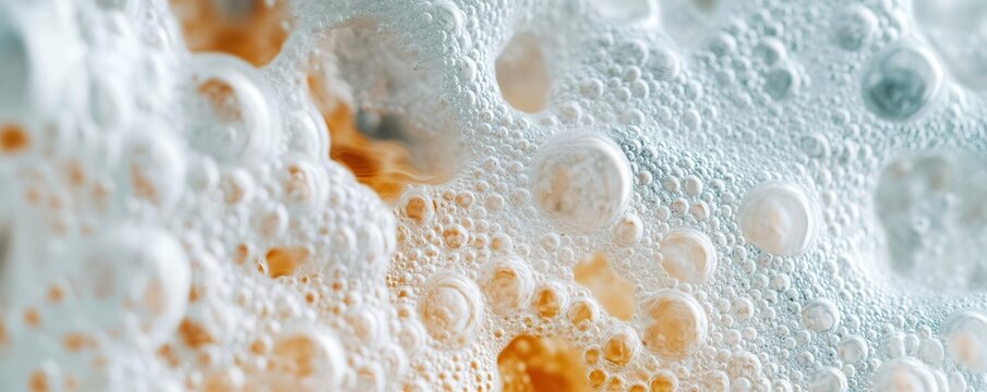Microscopic view of starch granules swelling in hot water, gelatinization process, food science