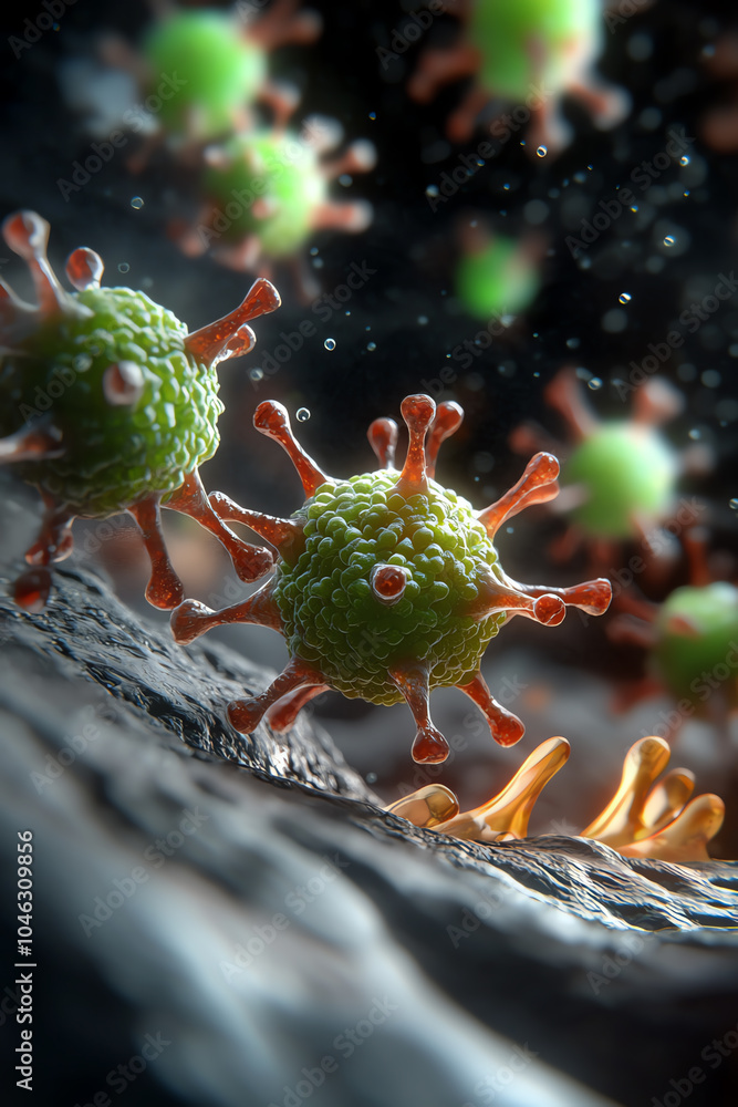 Poster exploring the intricate world of viruses understanding microbial life and its impact on health and e