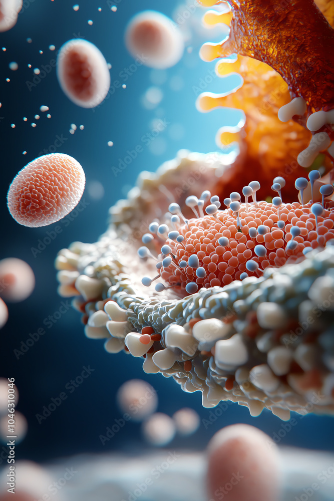 Aufkleber exploring the intricate world of cellular structures a close-up study of microorganisms and their in