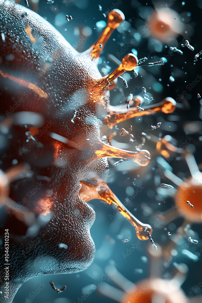 Poster exploring the intersection of humanity and microorganisms a visual representation of virus interacti