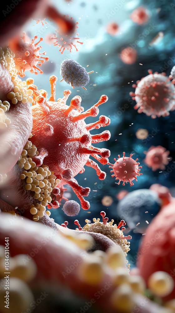 Poster intricate microbial world a deep dive into the complex interactions of various pathogens at the micr