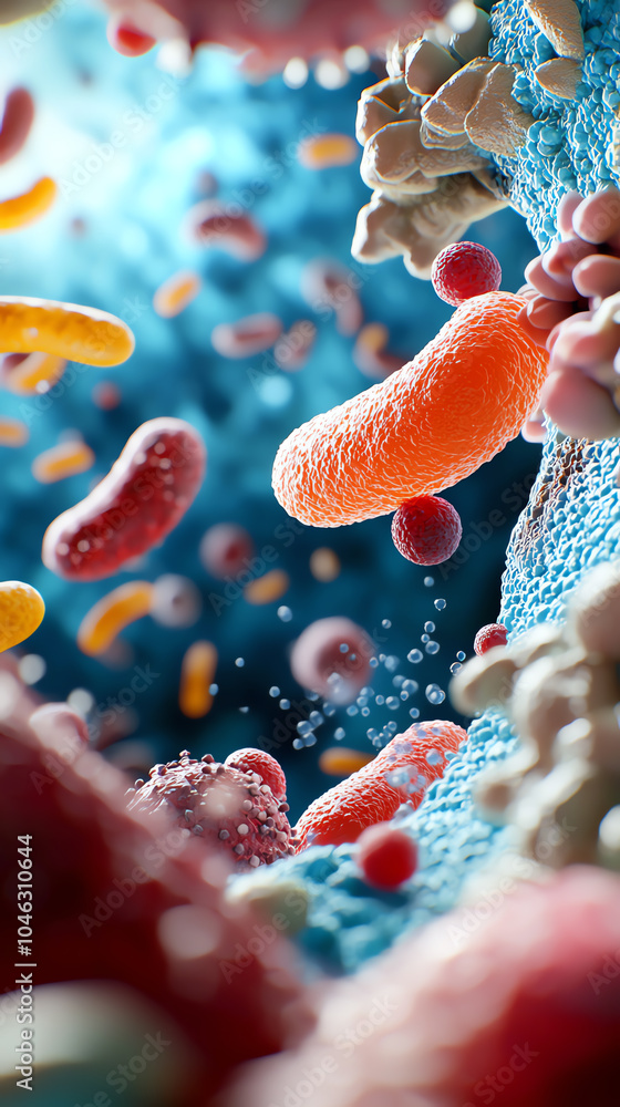 Aufkleber exploring the microscopic world a deep dive into bacteria and microorganisms in a vibrant ecosystem