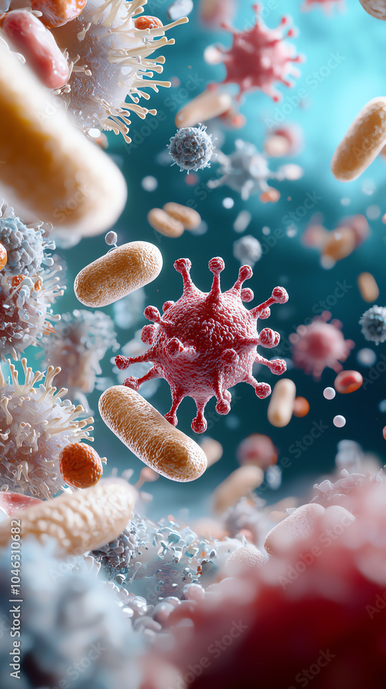 Poster exploring the microscopic world a journey through viruses and bacteria in the realm of science