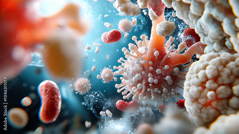 Poster exploring the microscopic world a captivating look at viruses and bacteria in action