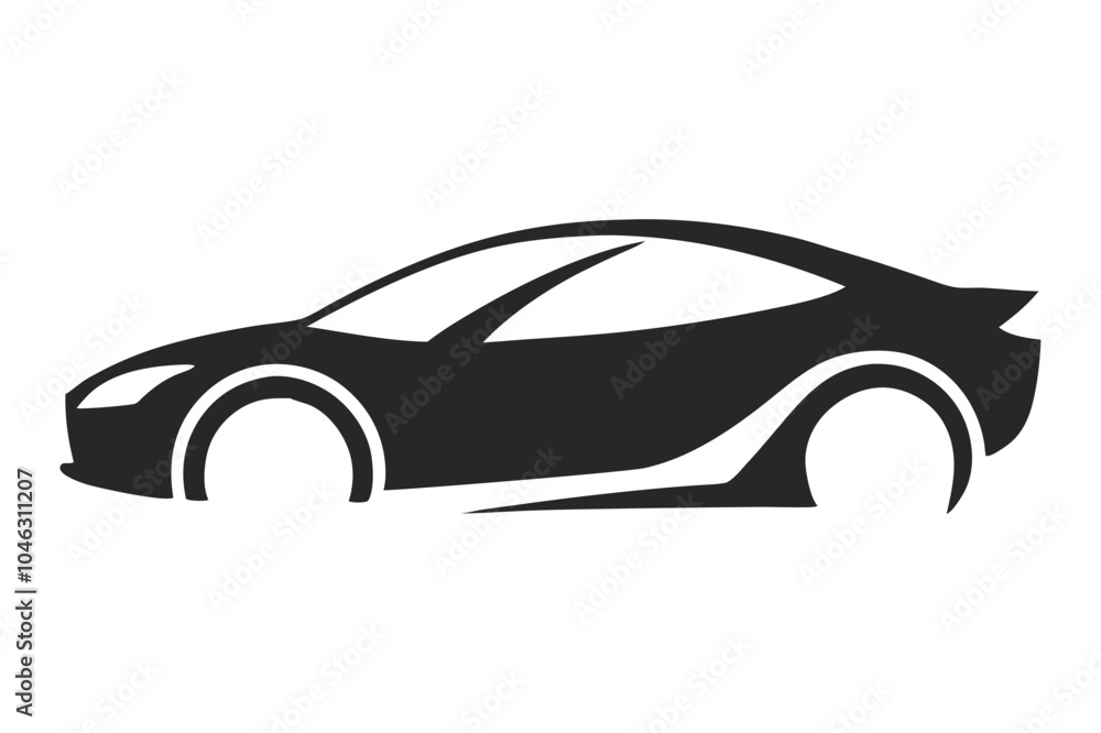 Poster modern car silhouette vector set with sleek and dynamic lines.