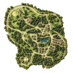 Detailed 3D Map Layout on White Background