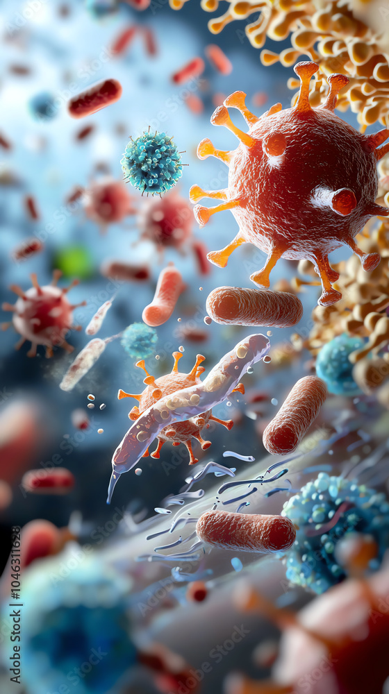 Poster exploring the microscopic world a fascinating journey through viruses bacteria and cellular structur